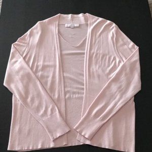 LOFT Lightweight Peachy-Pink Open Front Cardigan